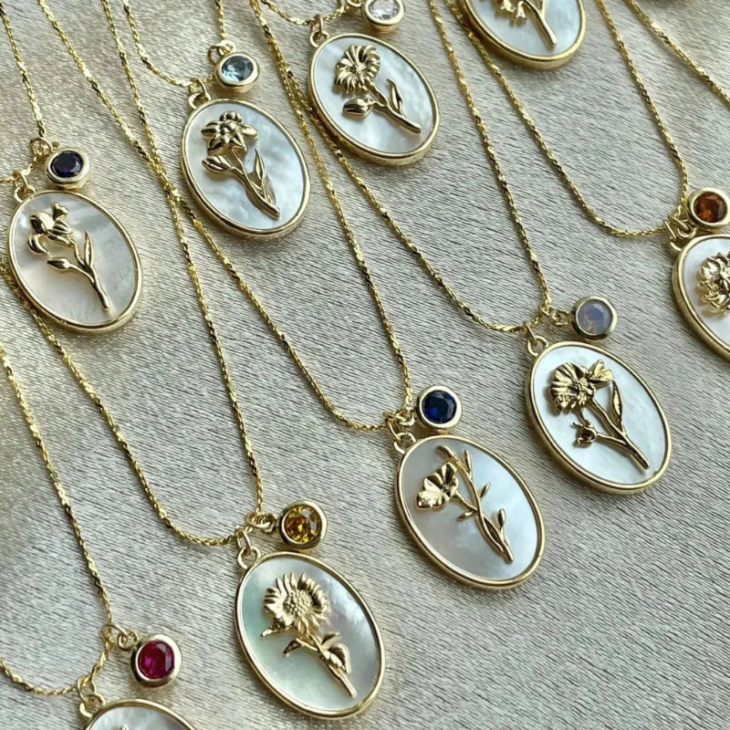 Collier Pendentif Fleur Signe du Zodiaque