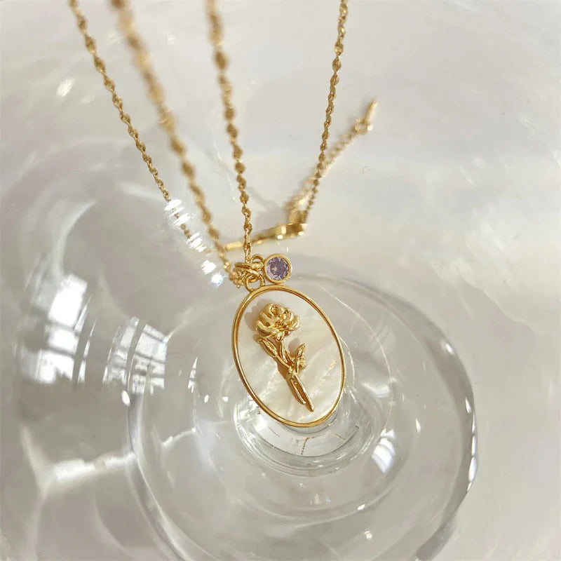 Halskæde Vedhæng Blomst Stjernetegn