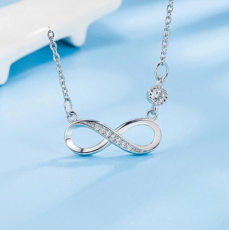 Uendelig Vedhæng Halskæde med Zirkonia til kvinder i sølv