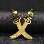 Halskjede med anheng Islam Muslimsk Ali Zulfikar gull