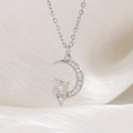 Náhrdelník s přívěskem Měsíc a kočky s krystalem