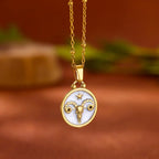 Náhrdelník s přívěskem z bílého a žlutého zlata Znamení zvěrokruhu 12 souhvězdí beran