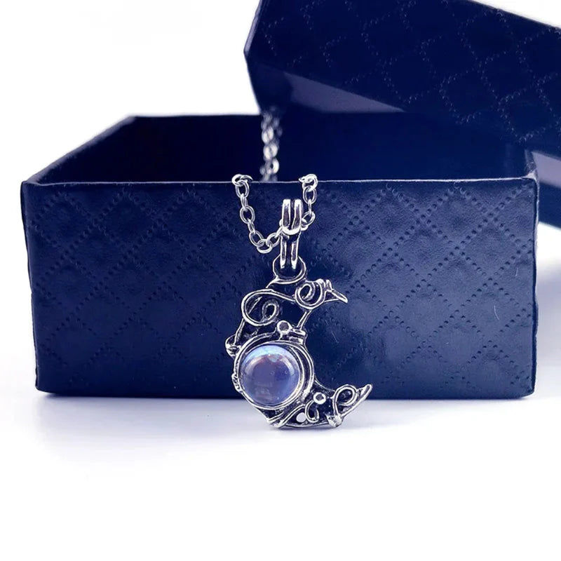 Collier Pendentif Pierre de Lune Vintage c