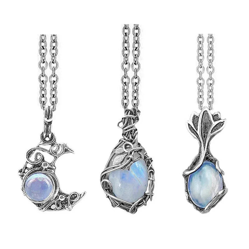 Collier Pendentif Pierre de Lune Vintage a