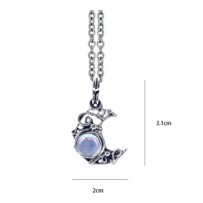 Collier Pendentif Pierre de Lune Vintage c