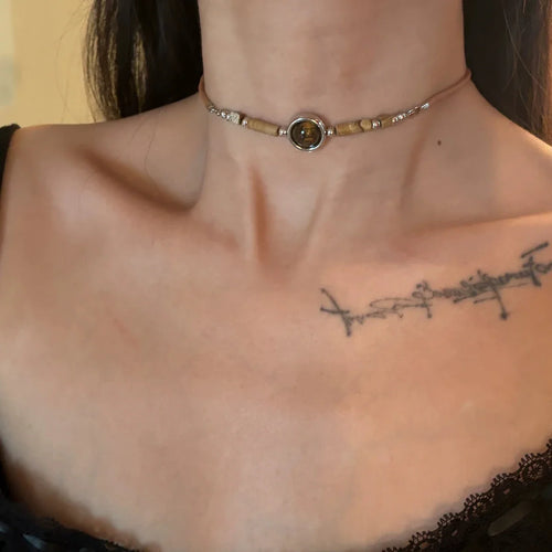 Choker Halskæde med Tigerøje Vedhæng