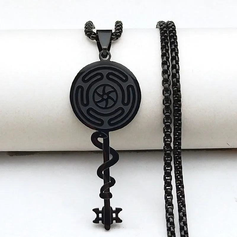 Collier Pendentif Roue d'Hécate Strophalos Sorcellerie Wiccan
