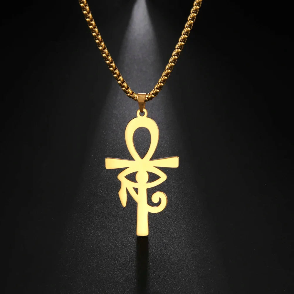 Collier Pendentif Style Egyptien Croix D'Ankh or