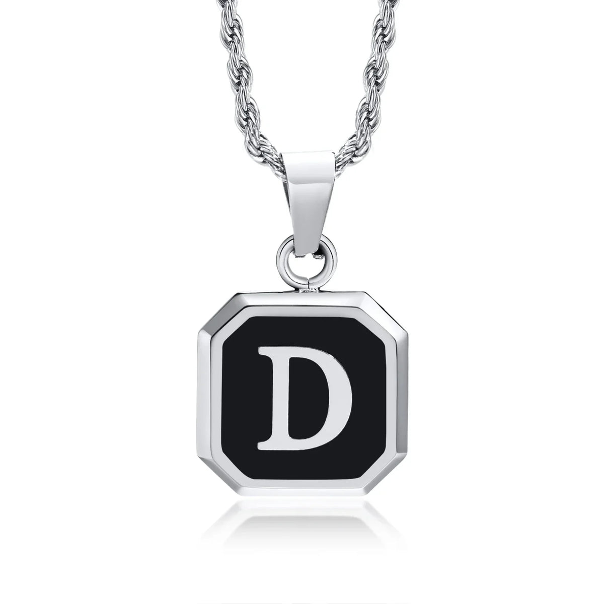 Collier homme avec pendentif hexagonale initiale d