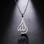 Náhrdelník pro muže nebo ženy s přívěskem Allah v arabském muslimském islámském stylu ve stříbrné barvě