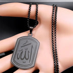 Halskæde til mænd eller kvinder med sekskantet Allah-vedhæng arabisk muslimsk islam sort 60 cm