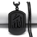 Halskæde til mænd eller kvinder med sekskantet Allah-vedhæng arabisk muslimsk islam sort