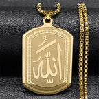 Halskæde til mænd eller kvinder med sekskantet Allah-vedhæng arabisk muslimsk islam guld 60 cm