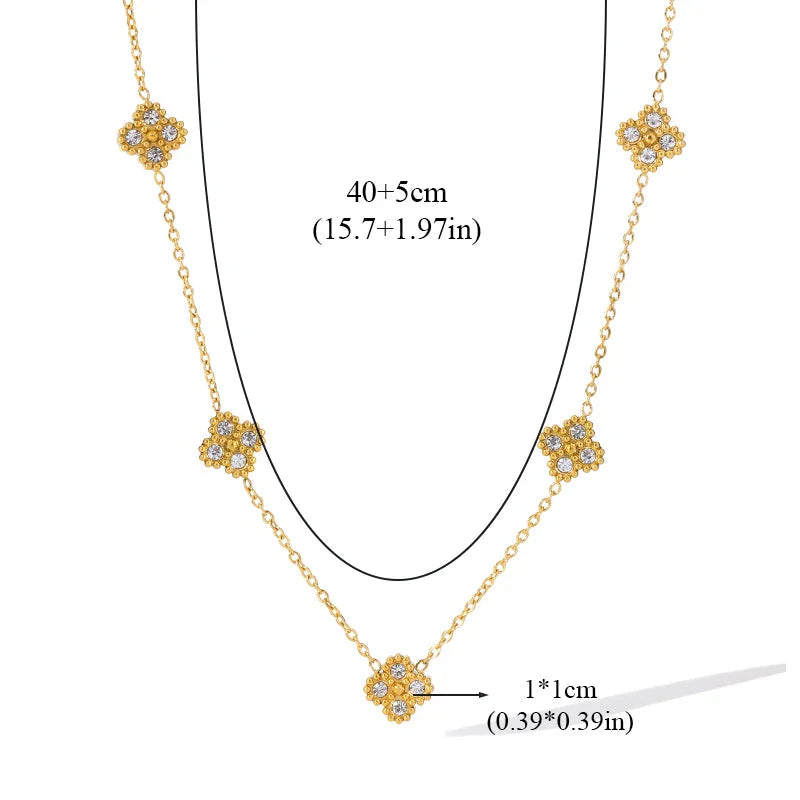 Collier Ras de Cou avec Pendentifs Trèfle à 4 Feuilles