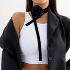 Elegant choker med stort svart roseanheng 2