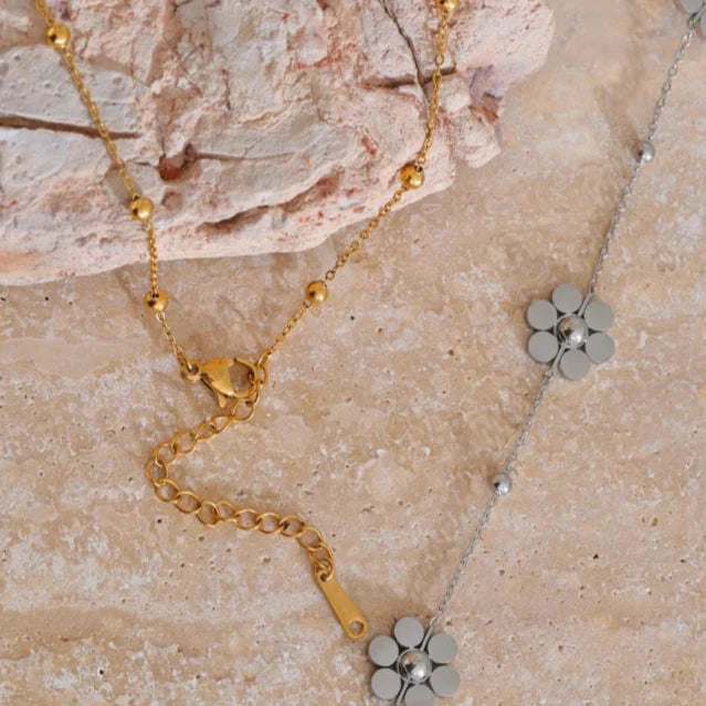 Choker Halskæde Vedhæng med Sølv Blomster