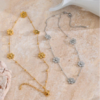 Choker Halskæde Vedhæng med Sølv Blomster