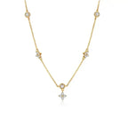 Choker Halskæde med Blomster Vedhæng i Zircon Guld