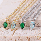 Charmerende Choker Halskæde Vedhæng Dråbe og Zircon guld og blå