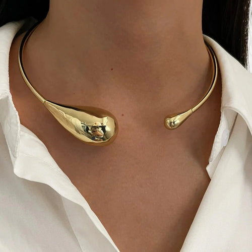 Halsband Choker Vatten Droppe Hänge guld