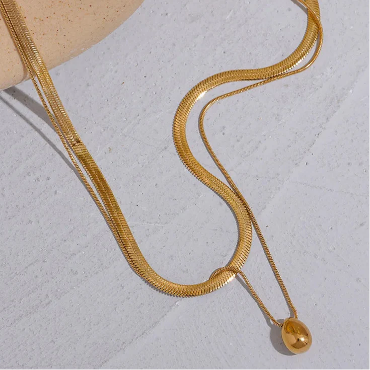 Choker Halskæde Stor Vanddråbe Vedhæng guld