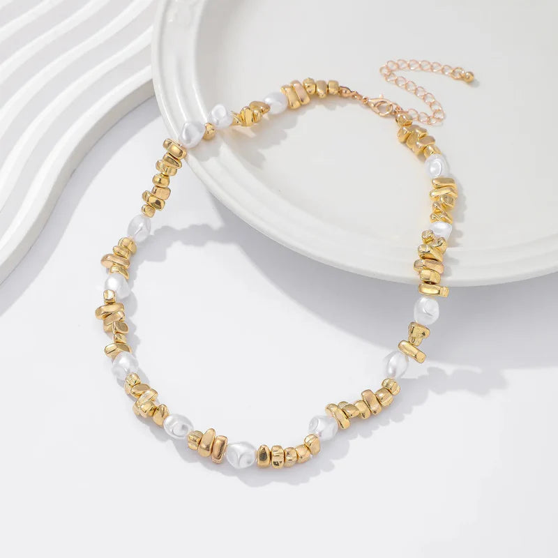 Collier Ras de Cou Perles pour Femme or