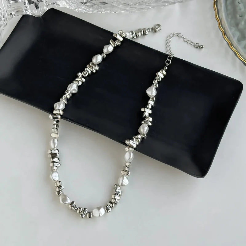 Collier Ras de Cou Perles pour Femme argent