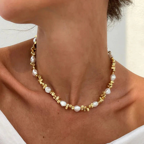 Choker med perlevedhæng til kvinder guld