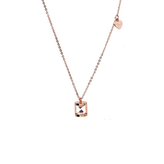 Collier Sablier Coeur Pendentif