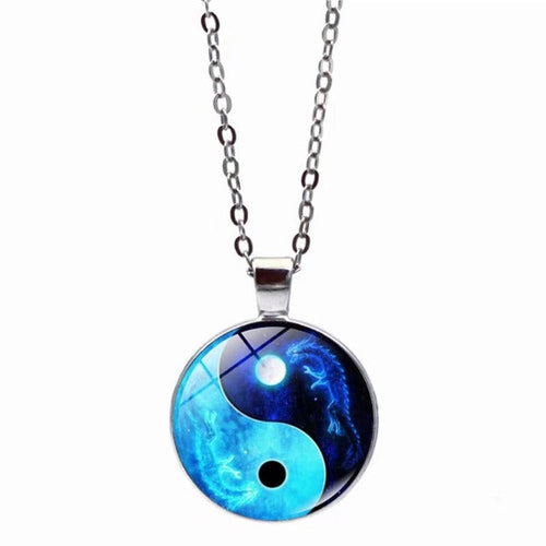 Blåt Yin Yang Tai Chi Halskædevedhæng