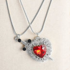 Halskæder til par Vedhæng Hjerte og Sværd 2