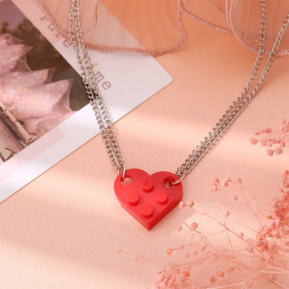 Colliers pour Couples d'Amis Pendentif Coeur Fashion rouge