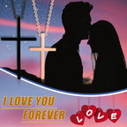 Halskæder til par med korsvedhæng i sort og rosaguld