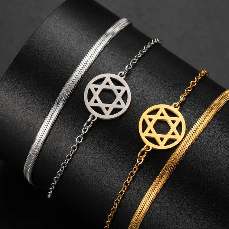 Dobbelt armbånd med Davidsstjernen, jødisk symbol 