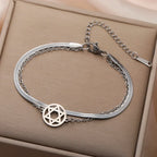 Dobbelt armbånd med Davidsstjernen, jødisk symbol, sølv