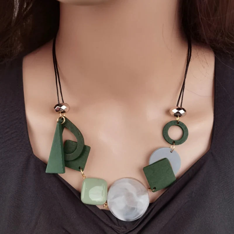 Collier Pendentif Asymétrique de Style Bohême gris