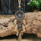 Etnický náhrdelník s přívěskem a střapci styl 1