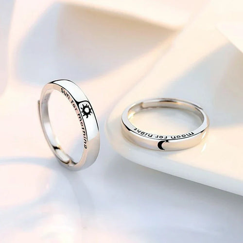Sæt med 2 Par Ringe Sol og Måne Romantisk Ring