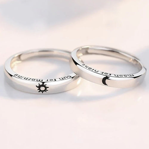 Sæt med 2 Par Ringe Sol og Måne Romantisk Ring