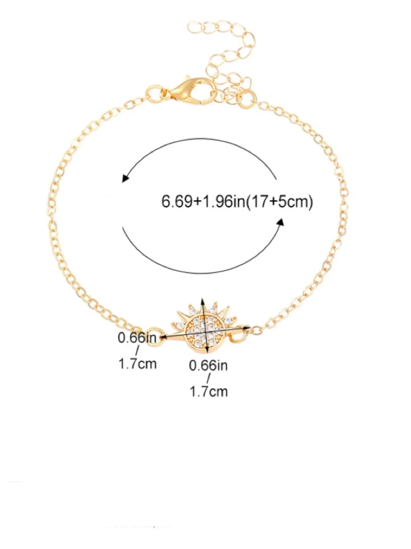 Set med 2 armband Måne eller Sol i zirkon för par