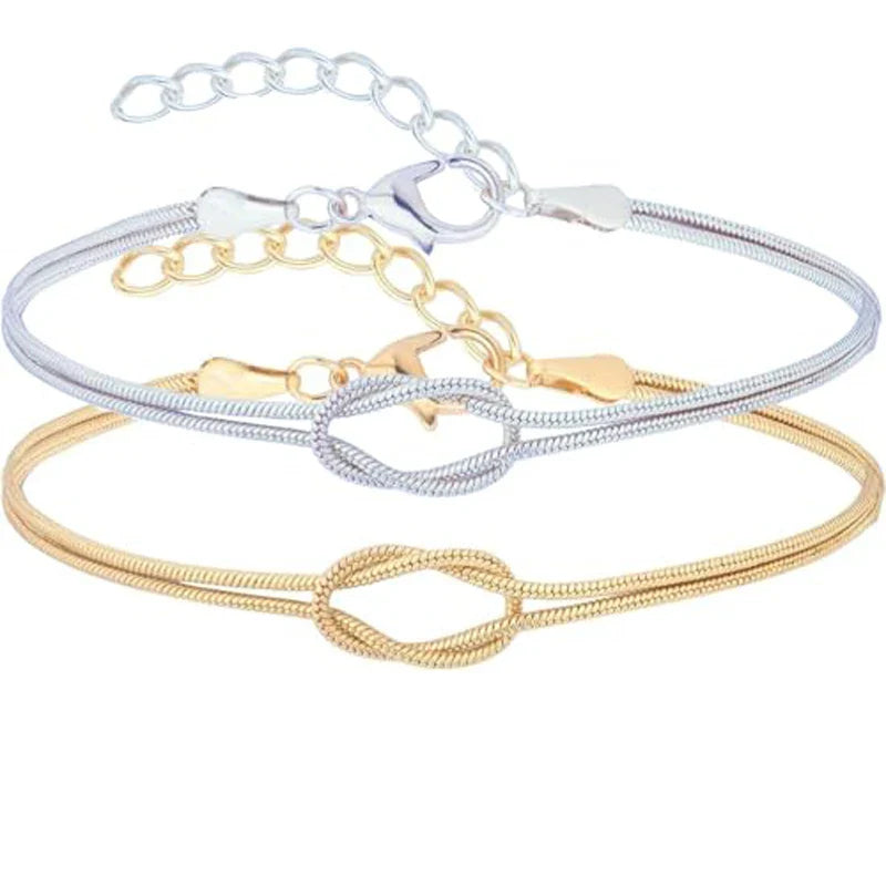 Sada 2 romantických uzlových náramků pro pár přátel nebo duo