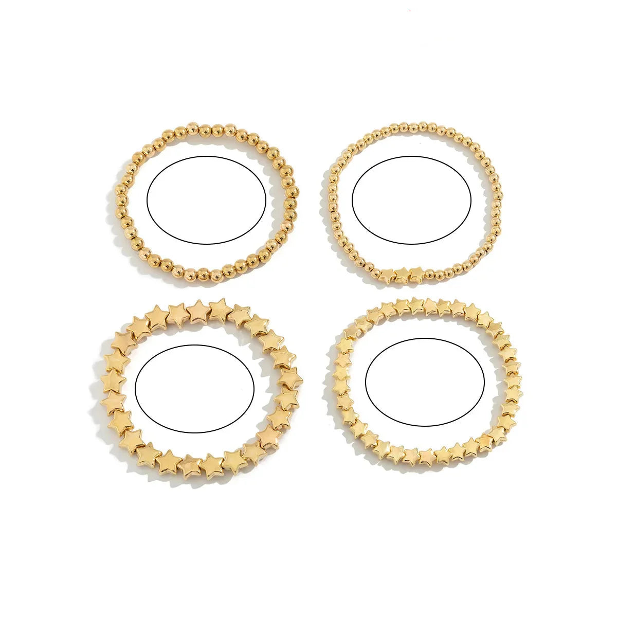 Sæt med 4 guld stjerne armbånd