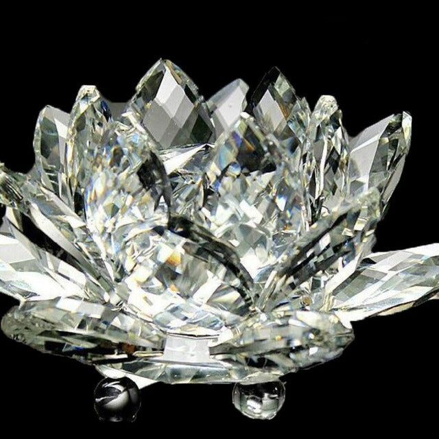 Fengshui dekoration i krystalglas "Kvartsblomst" - Helbredelse, Buddhisme, Hvid Meditation