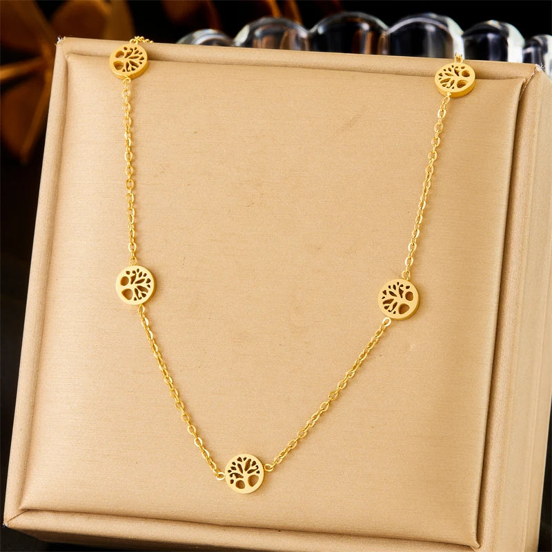 Smykkesæt Livets Træ Halskæde, Armbånd og Øreringe