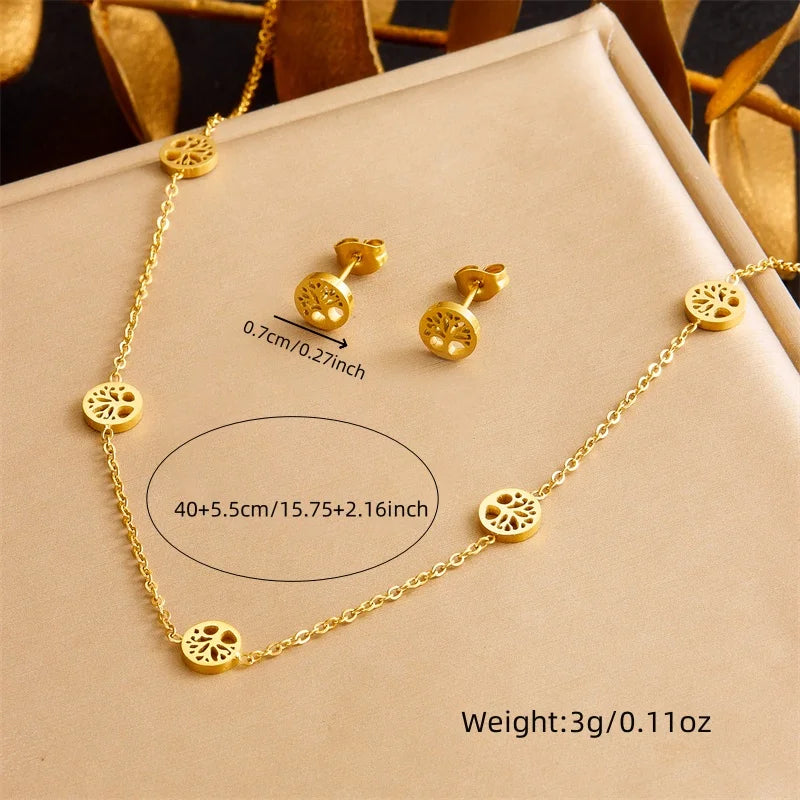 Smykkesæt Livets Træ Halskæde, Armbånd og Øreringe