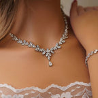 Bryllupssmykkesett Halskjede og Øredobber sølv