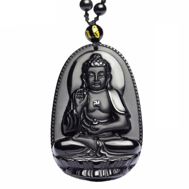 Buddha vedhæng i obsidian
