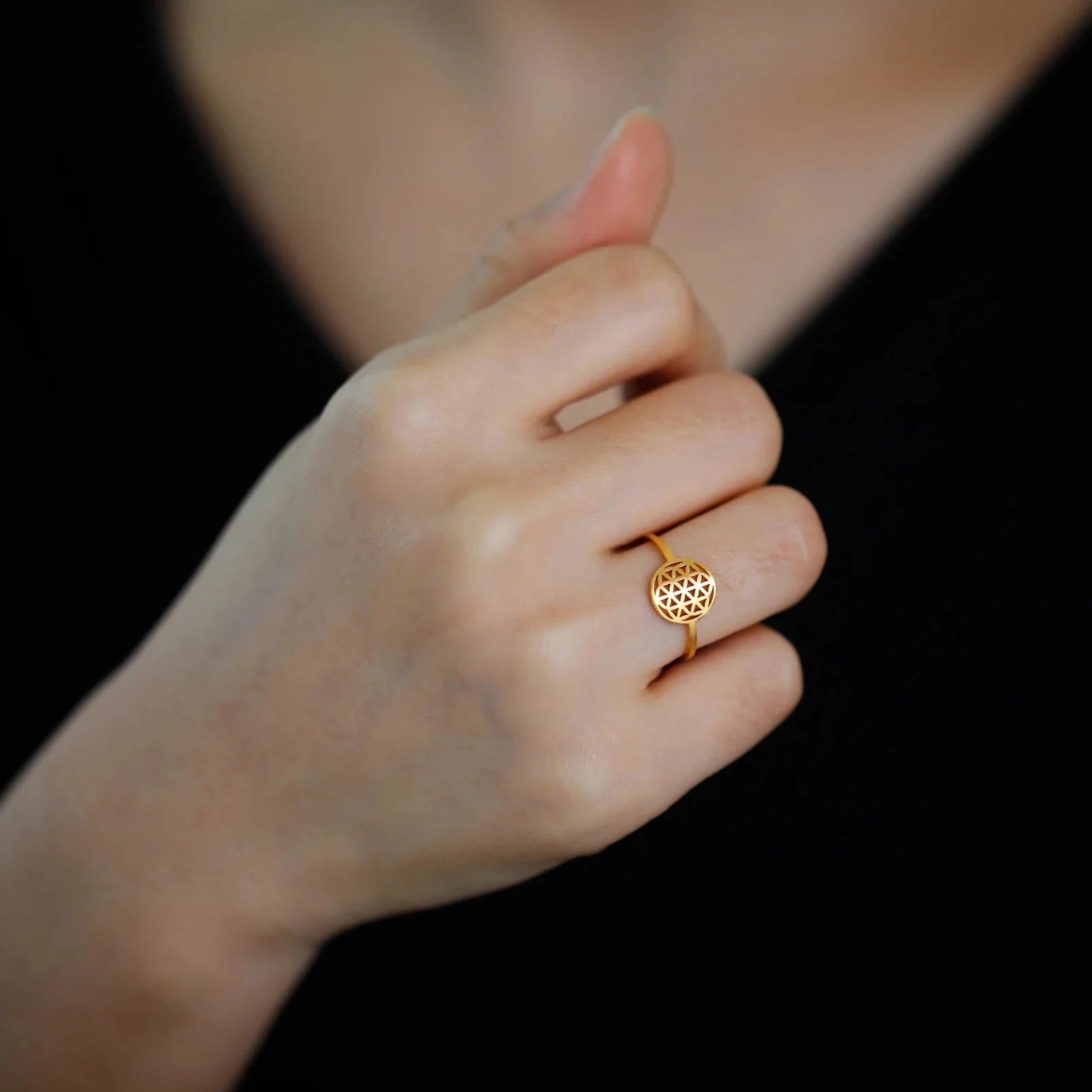 Lille Livets Blomst ring til kvinder i guld