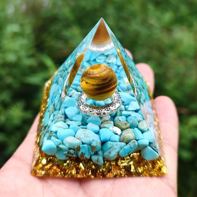 Pyramide Orgonite Beskyttelse & Meditation blå