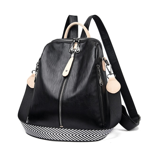 Sac À Dos En Cuir Cartable Femme Noir
